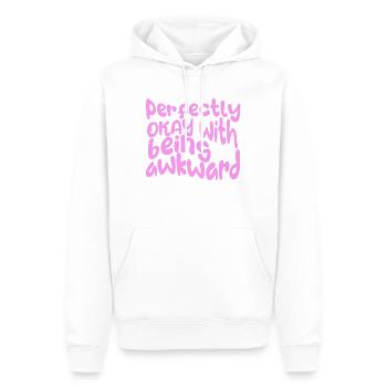 perfectly okay with being awkward, hier in pink - Men’s Premium Organic Hoodie - white - Front - Nico (187cm)