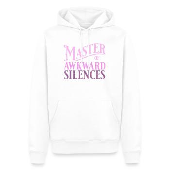 Maître des silences gênants en rose - Sweat à capuche Premium bio Homme - blanc - Devant - Nico (187cm)