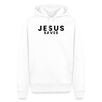 Jésus sauve - design chrétien - Sweat à capuche Premium bio Homme - blanc - Devant - Nico (187cm)