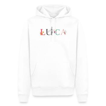 LUCA Namenskunst mit gestickten Blumen - Männer Premium Bio Hoodie - Weiß - Vorne - Nico (187cm)