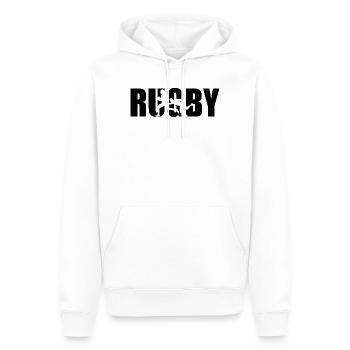 Klassisches Rugby Design – Stärke & Teamgeist - Männer Premium Bio Hoodie - Weiß - Vorne - Nico (187cm)