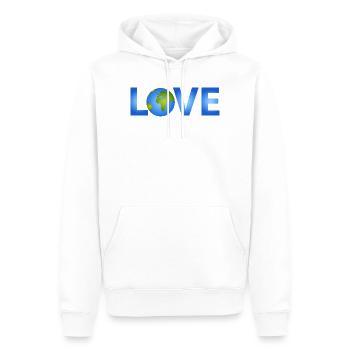 Planète Bleue Terre en lettrage LOVE - Sweat à capuche Premium bio Homme - blanc - Devant - Nico (187cm)
