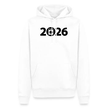 Machine à laver 2026, lessive 2026 - Sweat à capuche Premium bio Homme - blanc - Devant - Nico (187cm)