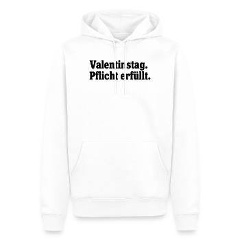 Valentinstag Pflicht erfüllt – Anti Valentinstag - Männer Premium Bio Hoodie - Weiß - Vorne - Nico (187cm)