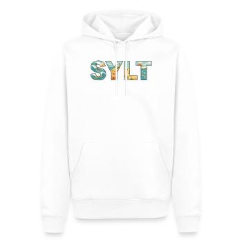 SYLT – La vie insulaire dans la conception des lettres - Sweat à capuche Premium bio Homme - blanc - Devant - Nico (187cm)