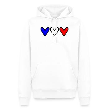 HERZ. HERZ. VALENTINSTAG. LIEBE. LIEBE. PAAR. - Männer Premium Bio Hoodie - Weiß - Vorne - Nico (187cm)