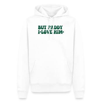 Aber Paddy Ich liebe ihn – Grüne Typografie - Männer Premium Bio Hoodie - Weiß - Vorne - Nico (187cm)