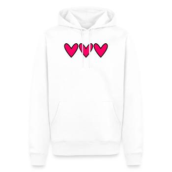 HERZ. HERZLICHEN GLÜCKWUNSCH ZUM GEBURTSTAG. MUTTERTAG. VATERTAG. - Männer Premium Bio Hoodie - Weiß - Vorne - Nico (187cm)