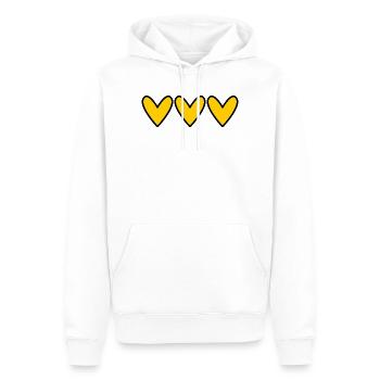 HERZ. HERZLICHEN GLÜCKWUNSCH ZUM GEBURTSTAG. MUTTERTAG. VATERTAG. - Männer Premium Bio Hoodie - Weiß - Vorne - Nico (187cm)