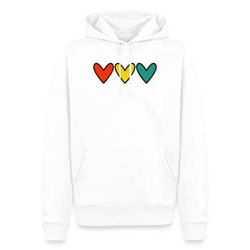 HERZ. HERZ. VALENTINSTAG. LIEBE. LIEBE. PAAR. - Männer Premium Bio Hoodie - Weiß - Vorne - Nico (187cm)