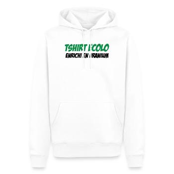 Ecolo Enrichi Uranium Humour Noir - Sweat à capuche Premium bio Homme - blanc - Devant - Nico (187cm)