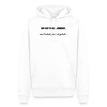 CITATION. MESSAGE. HUMOUR. CITATIONS DRÔLES - Sweat à capuche Premium bio Homme - blanc - Devant - Nico (187cm)