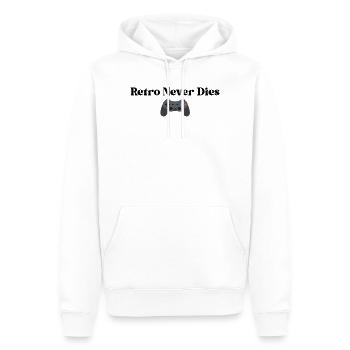 Retro Never Dies - Männer Premium Bio Hoodie - Weiß - Vorne - Nico (187cm)