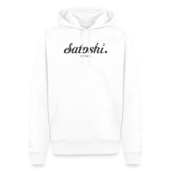 Satoshi Nakamoto Bitcoin Crypto Erfinder - Männer Premium Bio Hoodie - Weiß - Vorne - Nico (187cm)