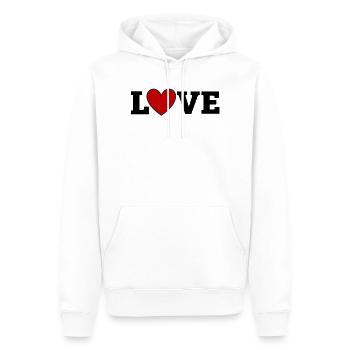 Crimson Heart mit Marine-Umriss - Männer Premium Bio Hoodie - Weiß - Vorne - Nico (187cm)
