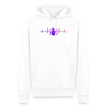 Idée cadeau pour le batteur avec percussions - Sweat à capuche Premium bio Homme - blanc - Devant - Nico (187cm)