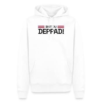 Bist du deppad! - Aufstieg KO-Phase 2026 - Männer Premium Bio Hoodie - Weiß - Vorne - Nico (187cm)