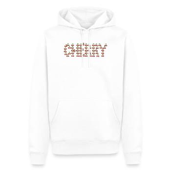 Cherry typography - Men’s Premium Organic Hoodie - white - Front - Nico (187cm)