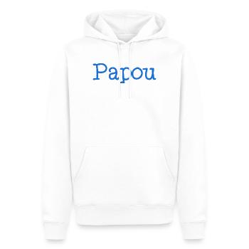 PAPOU. PAPA. FÊTE DES PÈRES. BONNE FÊTE PAPA - Sweat à capuche Premium bio Homme - blanc - Devant - Nico (187cm)
