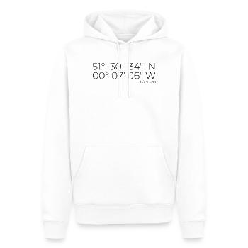 coordonnées Londres - Sweat à capuche Premium bio Homme - blanc - Devant - Nico (187cm)