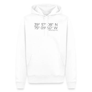 Coordonnées : Philadelphie, Pennsylvanie - Sweat à capuche Premium bio Homme - blanc - Devant - Nico (187cm)