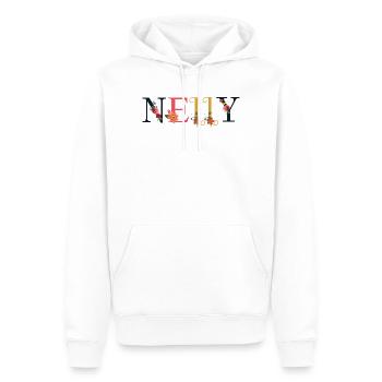 Nom NELLY décoré de fleurs - Sweat à capuche Premium bio Homme - blanc - Devant - Nico (187cm)