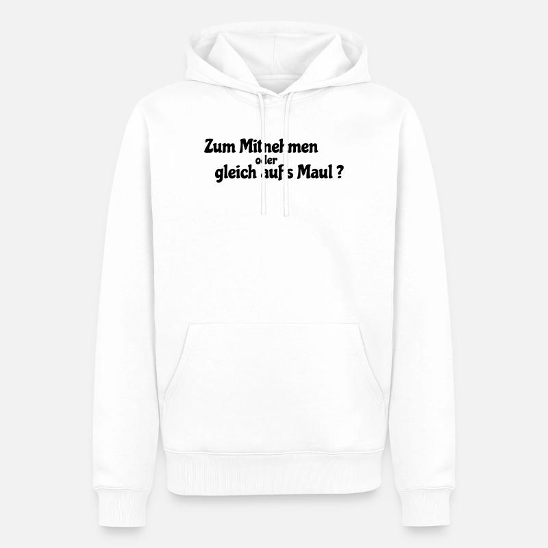 Mitnehmen oder gleich - Männer Premium Bio Hoodie - Weiß