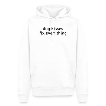 Dog Kisses Fix Everything – Spruch Sprüche Hund - Männer Premium Bio Hoodie - Weiß - Vorne - Nico (187cm)