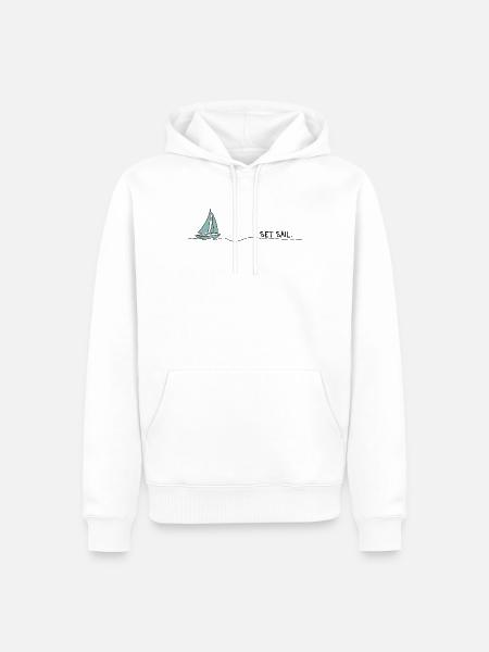 Segelboot Silhouette im Nautik-Look - Männer Premium Bio Hoodie - Weiß