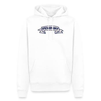 Conception féministe du ruban de blason - Sweat à capuche Premium bio Homme - blanc - Devant - Nico (187cm)