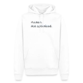 Human. Not optimized. - Männer Premium Bio Hoodie - Weiß - Vorne - Nico (187cm)