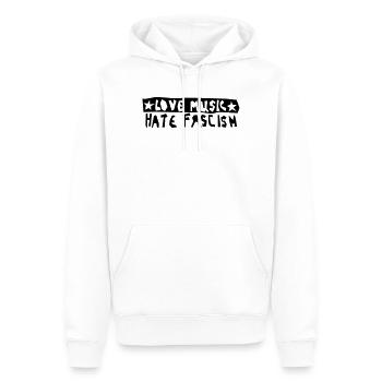 Love Music Hate Fascism - Männer Premium Bio Hoodie - Weiß - Vorne - Nico (187cm)