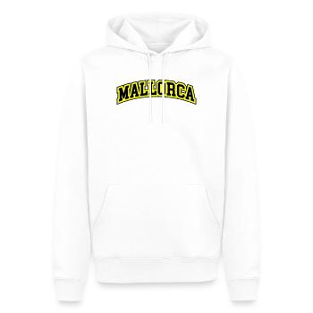 Mallorca Schriftzug - Männer Premium Bio Hoodie - Weiß - Vorne - Nico (187cm)