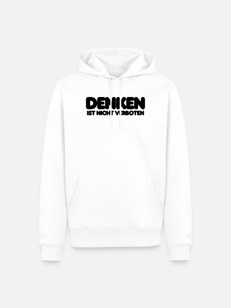 DENKEN IST NICHT VERBOTEN - SCHWARZER IT SPRUCH - Männer Premium Bio Hoodie - Weiß