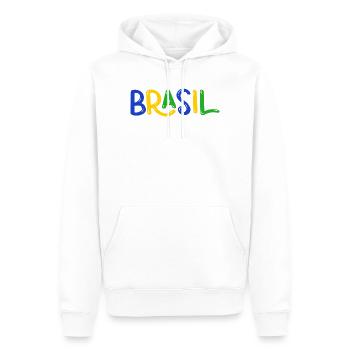 Brasilien Bubble Schriftzug Fussball Fan Shirt - Männer Premium Bio Hoodie - Weiß - Vorne - Nico (187cm)