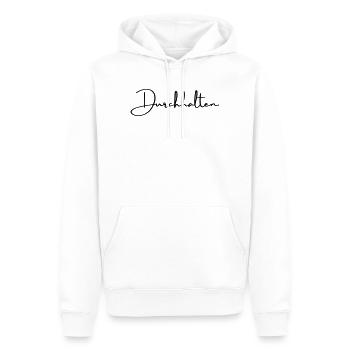 Durchhalten Motivation Handschrift Statement - Männer Premium Bio Hoodie - Weiß - Vorne - Nico (187cm)