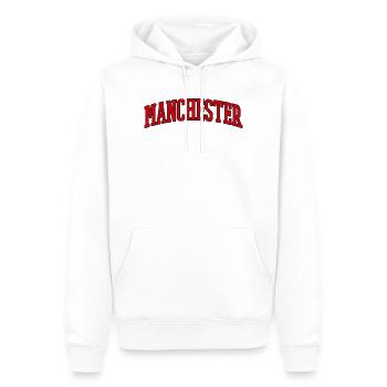 Manchester Arc Schriftzug - Männer Premium Bio Hoodie - Weiß - Vorne - Nico (187cm)