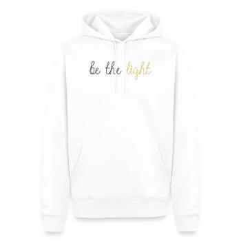 Soyez la lumière ! - Sweat à capuche Premium bio Homme - blanc - Devant - Nico (187cm)