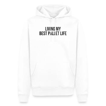 Humour d’entrepôt - Sweat à capuche Premium bio Homme - blanc - Devant - Nico (187cm)