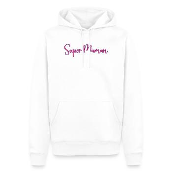Super_Maman_ - Sweat à capuche Premium bio Homme - blanc - Devant - Nico (187cm)