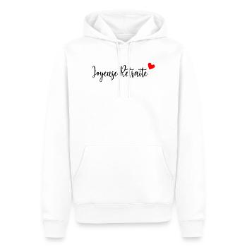 JOYEUSE RETRAITE. RETRAITE. RETRAITEE. RETRAITE - Sweat à capuche Premium bio Homme - blanc - Devant - Nico (187cm)