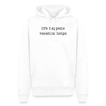 Das Leben passiert, Urlaub hilft - Männer Premium Bio Hoodie - Weiß - Vorne - Nico (187cm)