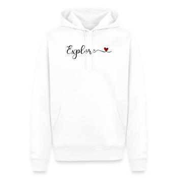 Explorez la typographie avec un cœur - Sweat à capuche Premium bio Homme - blanc - Devant - Nico (187cm)
