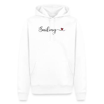 Cadeau de typographie Sailing Heart - Sweat à capuche Premium bio Homme - blanc - Devant - Nico (187cm)