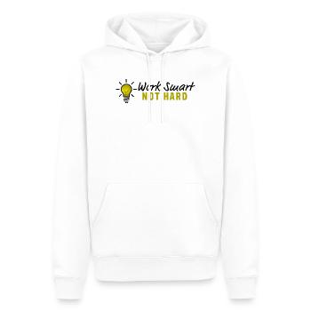 Work smart not hard - Glühbirne Design - Männer Premium Bio Hoodie - Weiß - Vorne - Nico (187cm)