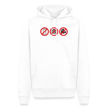 Pas de téléphone, pas de caméra, pas d’autocollant de panneau pour enregistrement vidéo - Sweat à capuche Premium bio Homme - blanc - Devant - Nico (187cm)