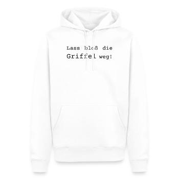 Lass bloß die Griffel weg - Dialekt badisch - Männer Premium Bio Hoodie - Weiß - Vorne - Nico (187cm)