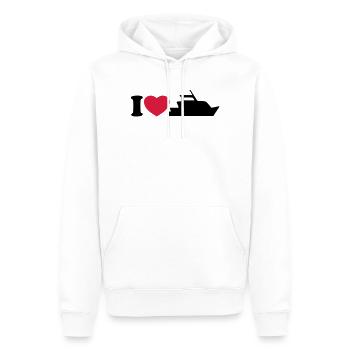 I love my yacht - Ich liebe meine Yacht - Männer Premium Bio Hoodie - Weiß - Vorne - Nico (187cm)