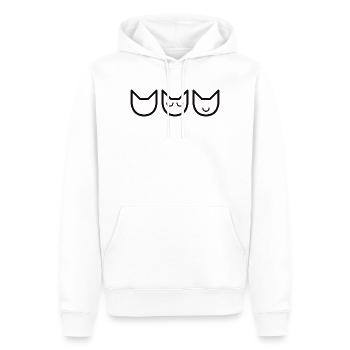 Chats : Ne voyez pas de mal, n’entendez aucun mal, ne parlez pas de mal - Sweat à capuche Premium bio Homme - blanc - Devant - Nico (187cm)