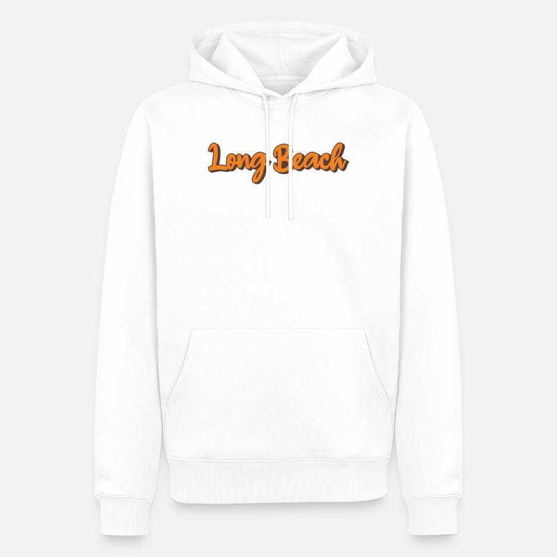 Script rétro de Long Beach - Sweat à capuche Premium bio Homme - blanc